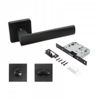 Комплект для двери АЛЛЮР АРТ КОЛОМБО BL/BL+L7050S BL+BK-S1 BL мат.черн (ручка и защ с фикс)блист(20)