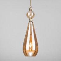 EUROSVET св-к подвесной E14 1x40W 125х1200 металл античная бронза/янтарный Ilario 50202/1 a051706