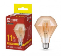ASD/InHome лампа св/д Deco D95 E27 11W(1040lm) 3000К 2К 133x95 филамент (нитевидная) золотист 6104