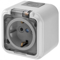 Bylectrica ПРАЛЕСКА АКВА роз. ОУ 1 мест. 16А земля, прозр. крышка серый, IP54 (РА16-297 (02))