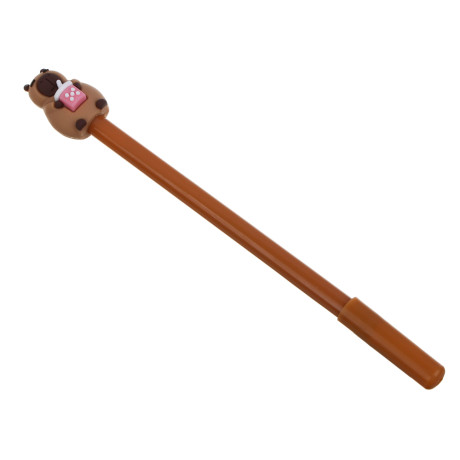 Ручка гелевая синяя, с наконечником в форме капибары, 4 дизайна