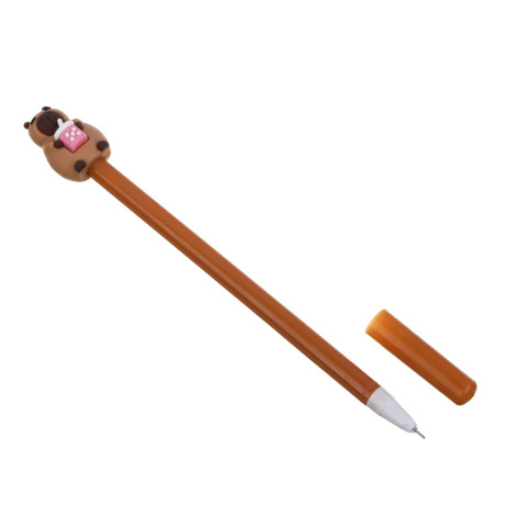 Ручка гелевая синяя, с наконечником в форме капибары, 4 дизайна