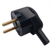 Bylectrica вилка В6-241 6А 250В (АБС пластик, латунь, угловая, черная с кембриком) Минск