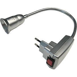 Ecola патрон-переходник вилка-патрон E27 гибкий 300мм с выключателем Серебряный APF7SSEAY (6!)