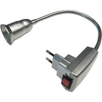 Ecola патрон-переходник вилка-патрон E27 гибкий 300мм с выключателем Серебряный APF7SSEAY (6!)