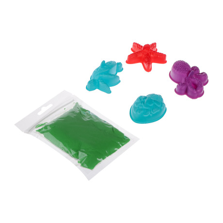 ХОББИХИТ Набор для творчества "Кинетический песок" песок 195гр, 4 формочки, PP, 14х5х19см