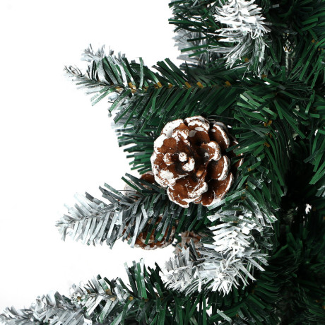 Ель искусственная с заснеженными кончиками и шишками 120см, 276 веток, ПВХ, 26-27