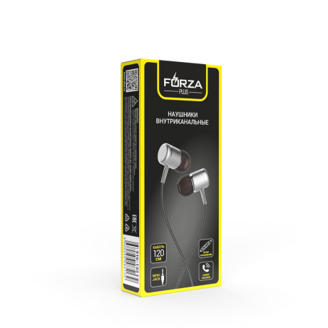 FORZA Наушники проводные внутриканальные, гарнитура, доп.насадки, коробка картон
