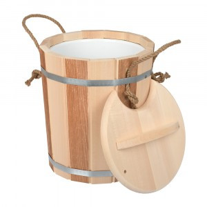 Запарник 9л с крышкой, с пластиковой вставкой "Контраст" (тиснение), липа, 32421 Банные штучки