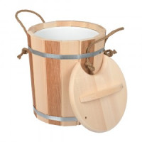 Запарник 9л с крышкой, с пластиковой вставкой &quot;Контраст&quot; (тиснение), липа, 32421 Банные штучки