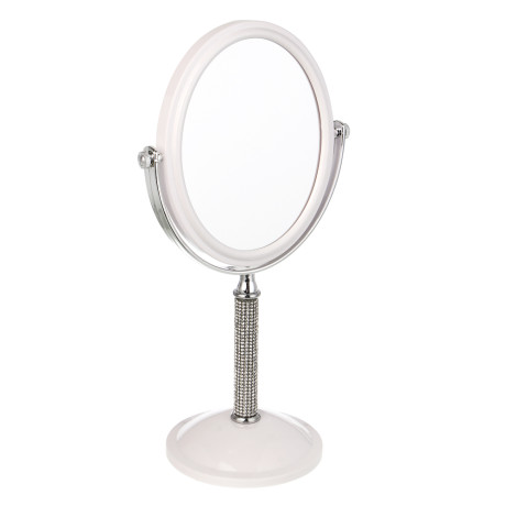 ЮНИLOOK Кристал Зеркало настольное на подставке, пластик, стекло, высота 30см, 16х13см, белый