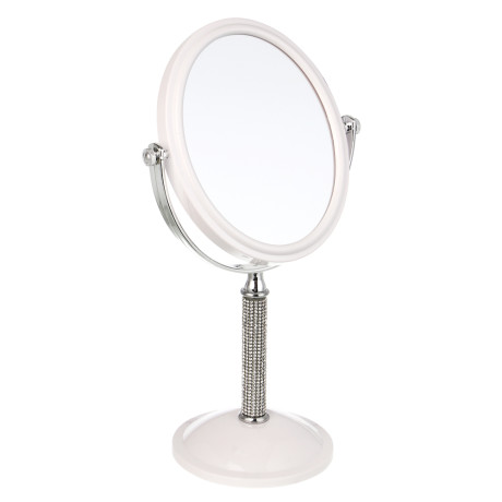 ЮНИLOOK Кристал Зеркало настольное на подставке, пластик, стекло, высота 30см, 16х13см, белый