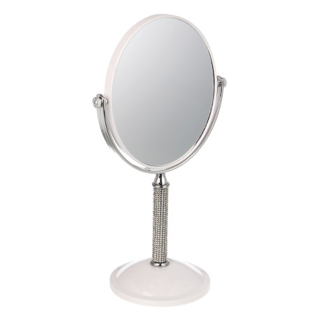 ЮНИLOOK Кристал Зеркало настольное на подставке, пластик, стекло, высота 30см, 16х13см, белый