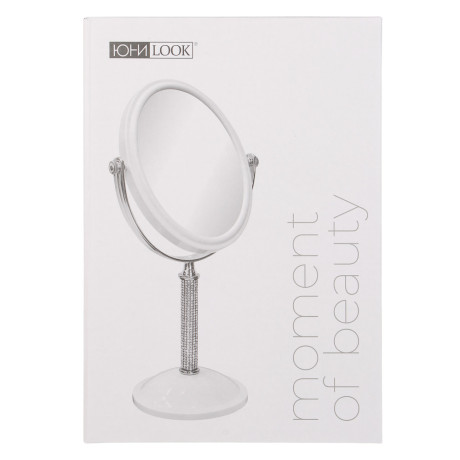 ЮНИLOOK Кристал Зеркало настольное на подставке, пластик, стекло, высота 30см, 16х13см, белый