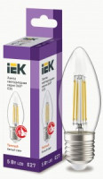 IEK свеча C35 E27 5W(600lm) 3000К 2K прозр 98х35 филамент(нитевидная) 360° LLF-C35-5-230-30-E27-CL
