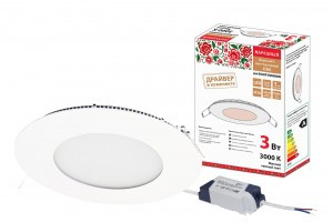 TDM св-к встр. св/д даунлайт (панель) СВО 3W 180lm 3000K 2K 83х21мм драйвер, белый, алюм SQ0329-0093