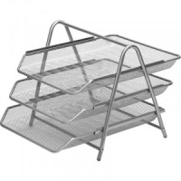 Лоток д/бумаг Attache 3х секц. горизонт.,металл. сетка, выс.267мм(серебр) 383303