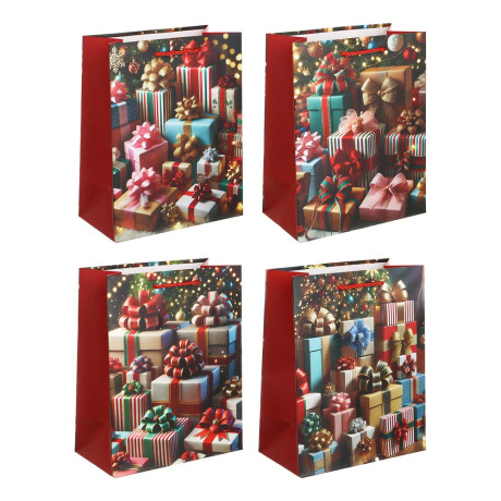 Пакет подарочный тм СНОУ БУМ 18x23x10см, бумага, 4 дизайна, арт.1