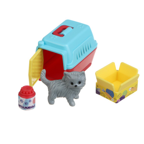 ИГРОЛЕНД Питомец с акс., 4 пр., PVC, ABS, 6,5х6,5х11см, 6 видов