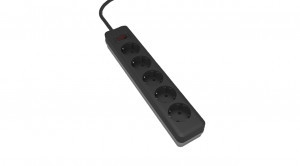 LEEK сетевой фильтр ПВС 3х0.75 5роз. 5м 10А черный/серый, земля, выкл 70201-0015