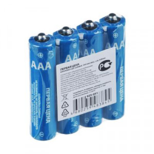 Первая цена Батарейки 4шт, тип АAA, солевые, пленка