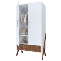 Шкаф двухсекционный Polini kids Porto 3100, с 1 ящиком, белый-дуб крафт (мест 3)