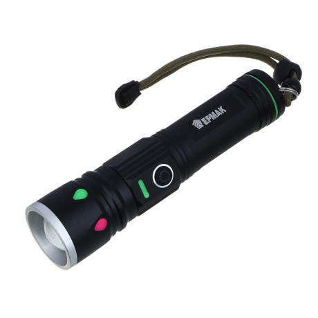 ЕРМАК Фонарь рабочий, LED, 4 режима, фокусировка, металл, съемн.аккум., 143х33 мм,функция Power-bank