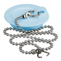 МастерПроф Пробка для ванны (раковины) ГОЛУБАЯ c цепочкой из нерж.стали 45 см ИС.110647