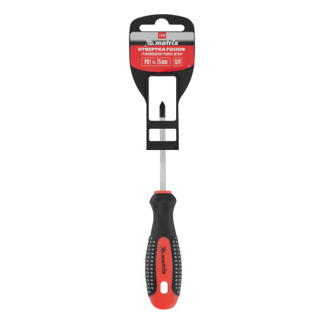 Отвертка Fusion, PH1 х 75 мм, CrV, трехкомпонентная рукоятка "Anti slip" Matrix