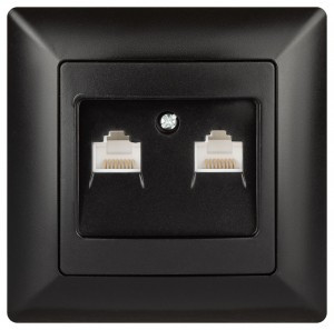 ЭРА Intro Solo роз. СУ 2 мест. комп. 2xRJ45, антрацит 4-304-05, 4730