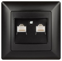 ЭРА Intro Solo роз. СУ 2 мест. комп. 2xRJ45, антрацит 4-304-05, 4730