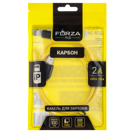 FORZA Кабель для зарядки Атлас Type-C, 1,5м, 1.5А, 7,5W, тканевый, 3 цвета