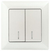 ЭРА Intro Solo выкл. СУ, 2 кл, с подсветкой,, 10A, перламутр, 250В, IP20, 4-105-06 5186