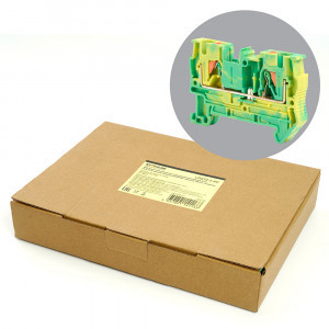 Stekker зажим самозажимной 2-х проводный проходной ЗНИ 4мм2 LD572-1-40 (JXB PT 4) желт.зел. 49258