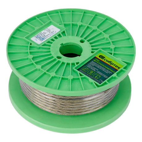 Трос металлополимерный прозрачный ПР-5.0, толщина 4.0 мм, катушка 50 метров Сибртех