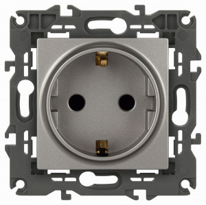 ЭРА Elegance мех. роз. СУ 1 мест. (земля,шторки)  16A 250В титан 14-2102-16 65806