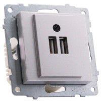 OVIVO мех. роз. СУ USB 5V-2A (2 порта) серебро (ко всем рамкам) 600-000310-236