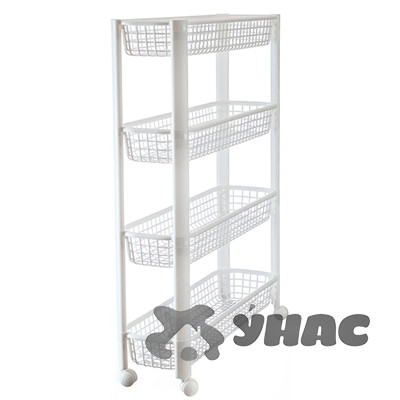 Полка узкая на колесах (4 секции) белая М2719 (3)