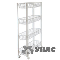 Полка узкая на колесах (4 секции) белая М2719 (3)