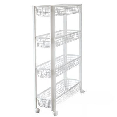Полка узкая на колесах (4 секции) белая М2719 (3)