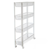 Полка узкая на колесах (4 секции) белая М2719 (3)