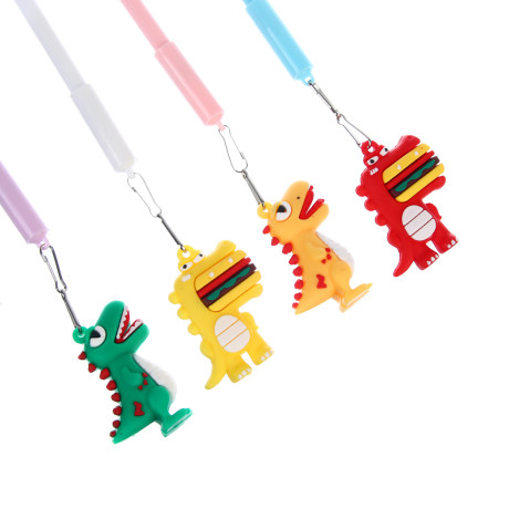 Ручка гелевая черная 0,5мм, с фигуркой "Дино бургер", 4 вида