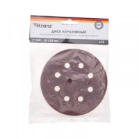 Диск абразивный на ворс, основе, на липуч, перф, P180, 125мм, 10 шт. KRANZ (цена за уп) KR-91-1169
