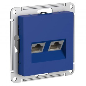 Systeme Electric AtlasDesign мех. роз. комп.х2 СУ 1 мест аквамарин (RJ45+RJ45 кат. 5Е) ATN001185(5!)