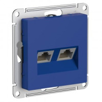 Systeme Electric AtlasDesign мех. роз. комп.х2 СУ 1 мест аквамарин (RJ45+RJ45 кат. 5Е) ATN001185(5!)