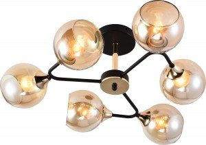 Rivoli люстра Alison 3138-306 6хE27 60W черный, золото, тонированный 650х650х225 55386