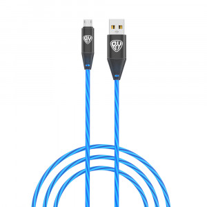 BY Кабель для зарядки Светящийся Micro-USB, 150см, синий