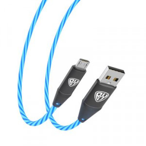 BY Кабель для зарядки Светящийся Micro-USB, 150см, синий