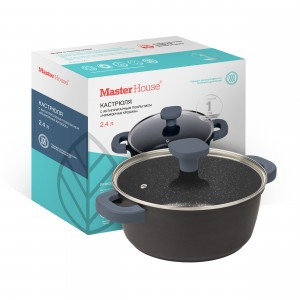 Кастрюля литой алюминий с крышкой Шеф Андреа 2,4л(1,7мм),бакел.ручка, д/всех плит 75343 Master House