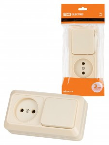 TDM Ладога блок горизонт. ОУ (роз. + 1 кл. выкл.) сл.кость (IP20) БКВР (5!) SQ1801-0205